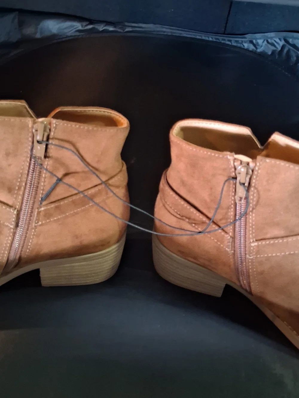 White Mountain Tan Suede Ankle Booties with Buckle Detail